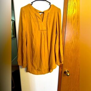 Mustard colored blouse like New only wore twice I believe.